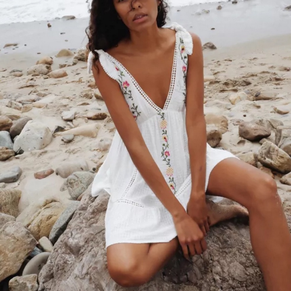 UO Forever Embroidered Mini Dress